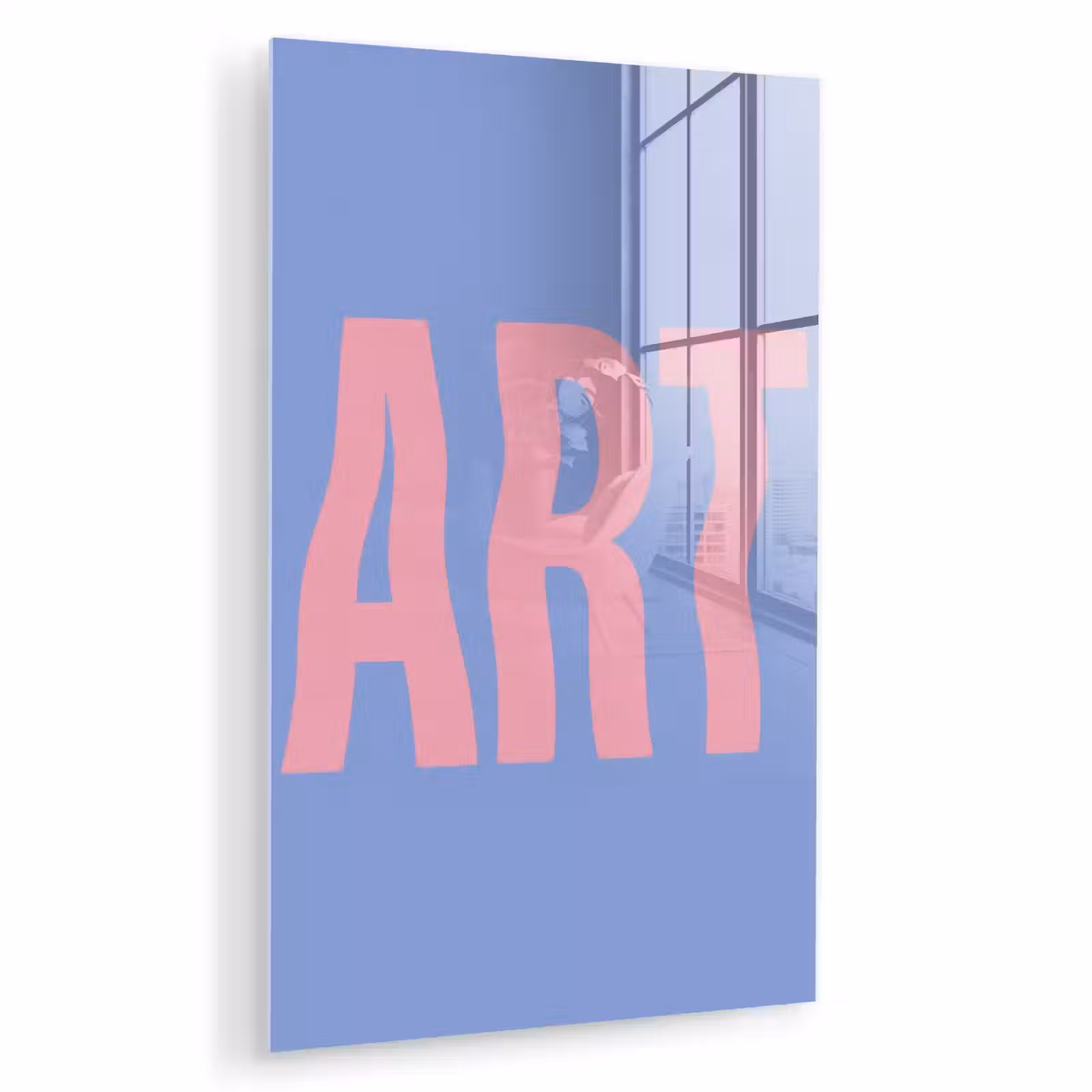 Glas schilderij - Art - Roze - Blauw — 1