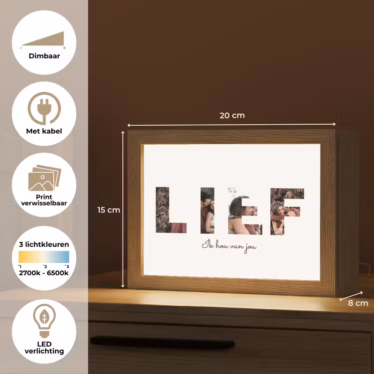 Gepersonaliseerde Lightbox - Lief - Lettercollage — 7