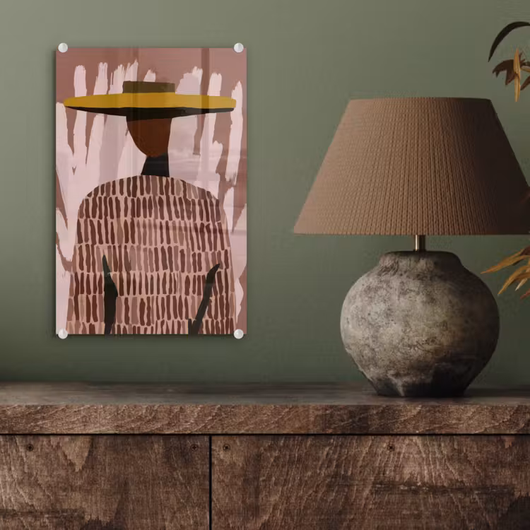 Glas schilderij - Abstract - Figuur - Illustratie - Hoed — 4