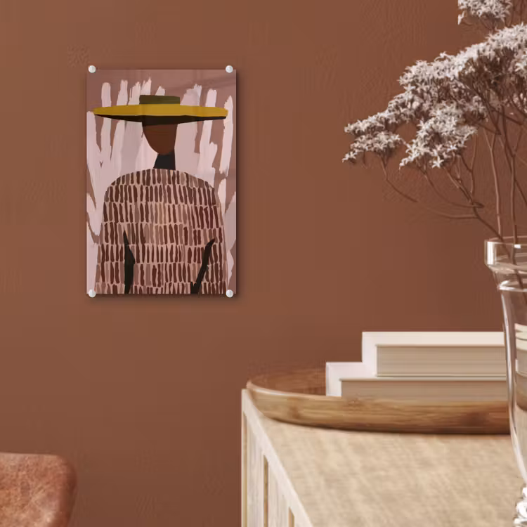 Glas schilderij - Abstract - Figuur - Illustratie - Hoed — 6