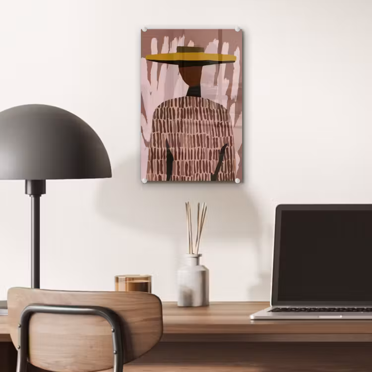 Glas schilderij - Abstract - Figuur - Illustratie - Hoed — 7