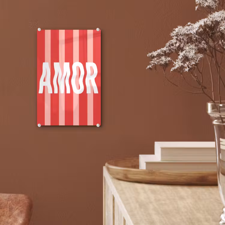 Glas schilderij - Amor - Strepen - Rood - Roze — 6