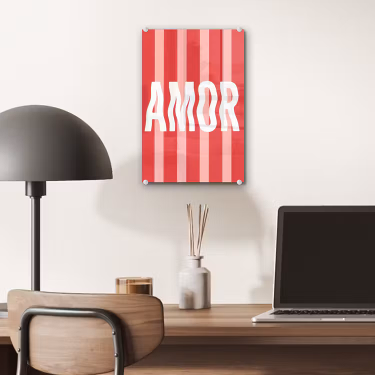 Glas schilderij - Amor - Strepen - Rood - Roze — 7