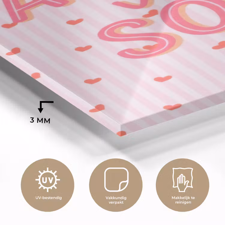 Glas schilderij - Amore vita sole - Roze - Hartjes — 3