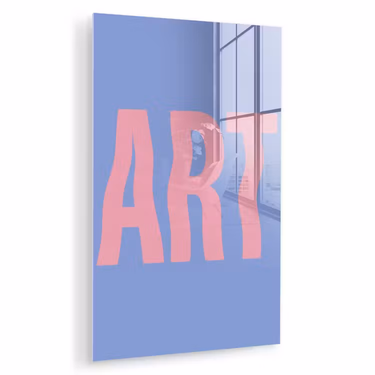 Glas schilderij - Art - Roze - Blauw — 1