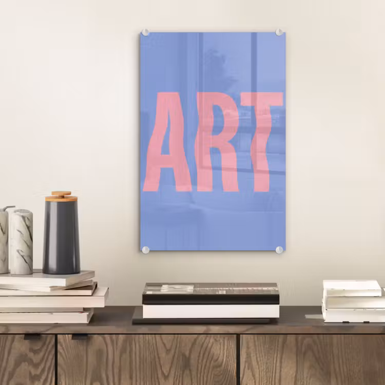 Glas schilderij - Art - Roze - Blauw — 2