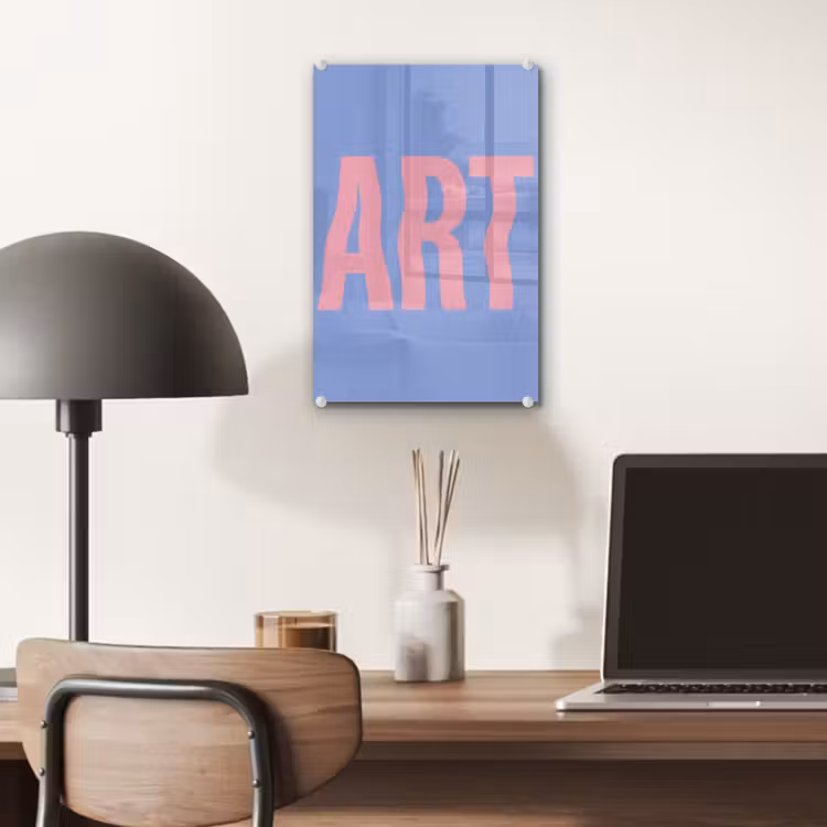 Glas schilderij - Art - Roze - Blauw — 7