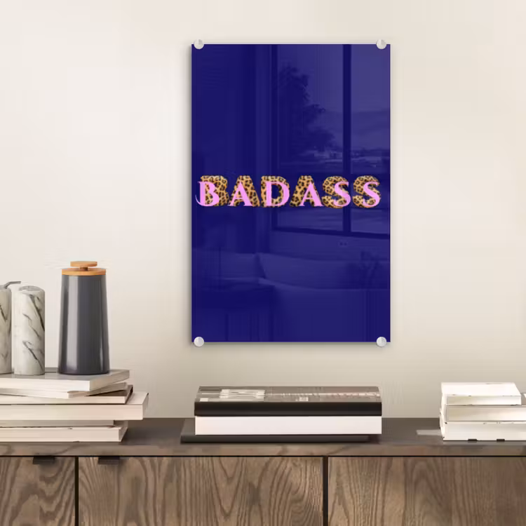 Glas schilderij - Badass - Panterpint - Schaduw - Roze — 2