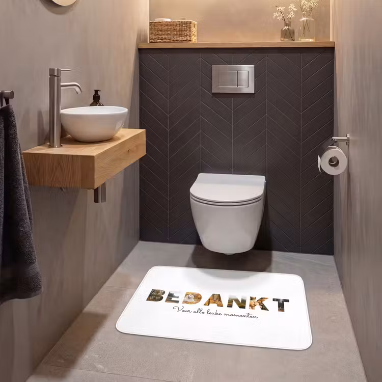 Gepersonaliseerde WC Mat - Bedankt - Lettercollage — 2