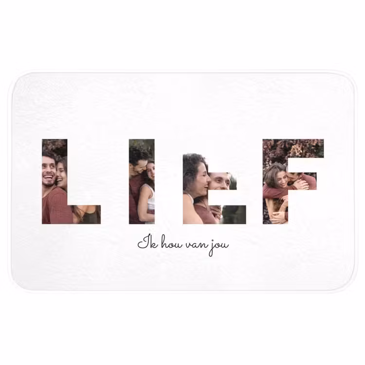 Gepersonaliseerde WC Mat - Lief - Lettercollage — 1