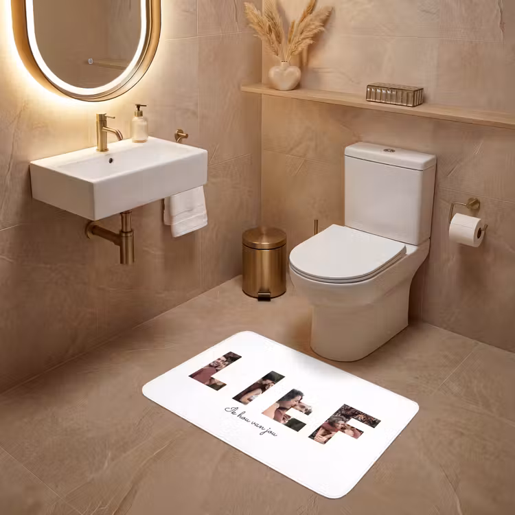 Gepersonaliseerde WC Mat - Lief - Lettercollage — 4