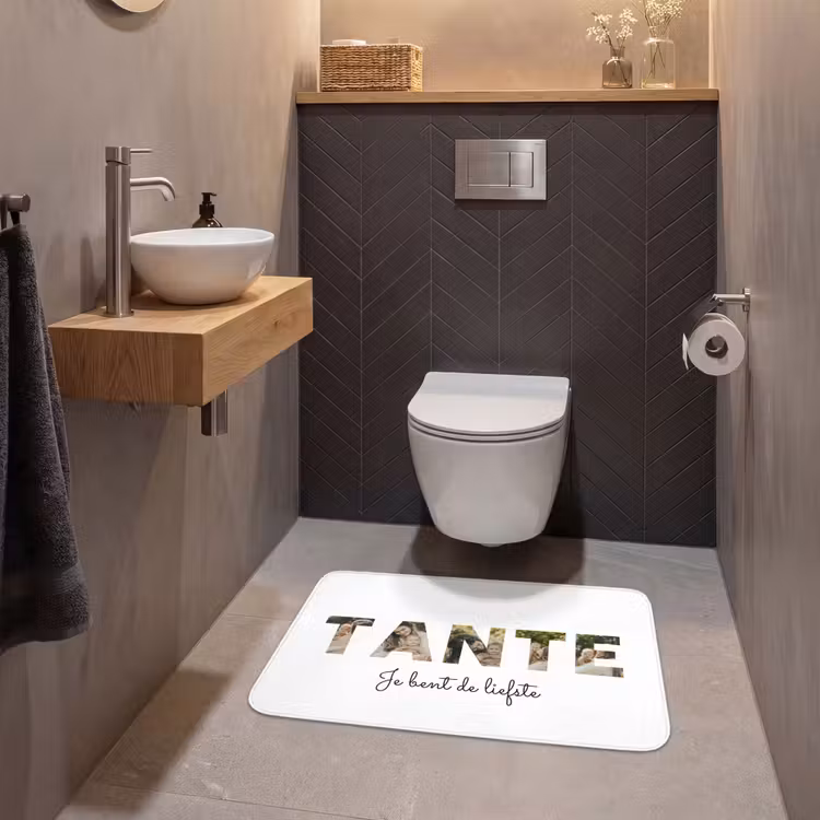 Gepersonaliseerde WC Mat - Tante - Lettercollage — 2