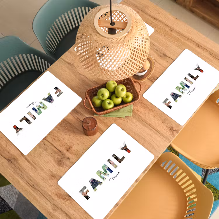 Gepersonaliseerde placemat - 6 stuks - Family - Lettercollage — 6