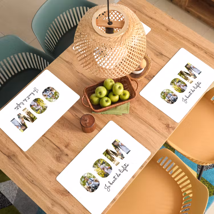 Gepersonaliseerde placemat - 6 stuks - Oom - Lettercollage — 6