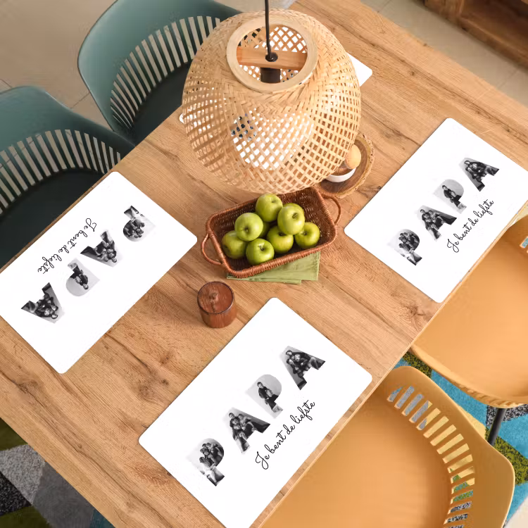 Gepersonaliseerde placemat - 6 stuks - Papa - Lettercollage — 6