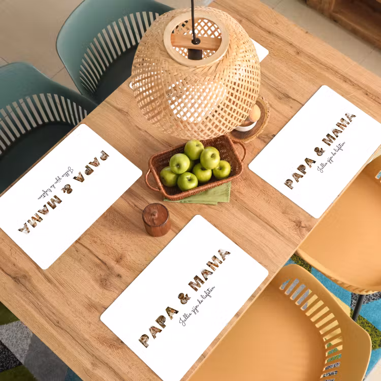 Gepersonaliseerde placemat - 6 stuks -  Papa & Mama - Lettercollage — 6