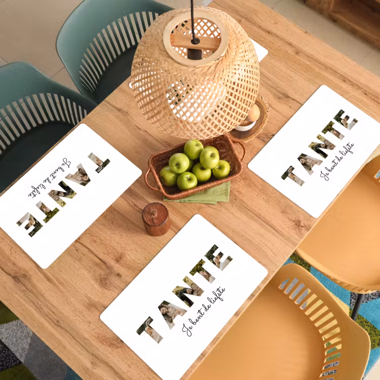 Gepersonaliseerde placemat - 6 stuks - Tante - Lettercollage — 6