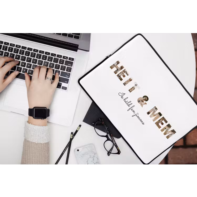 Gepersonaliseerde laptophoes - Heit & Mem - Lettercollage — 3