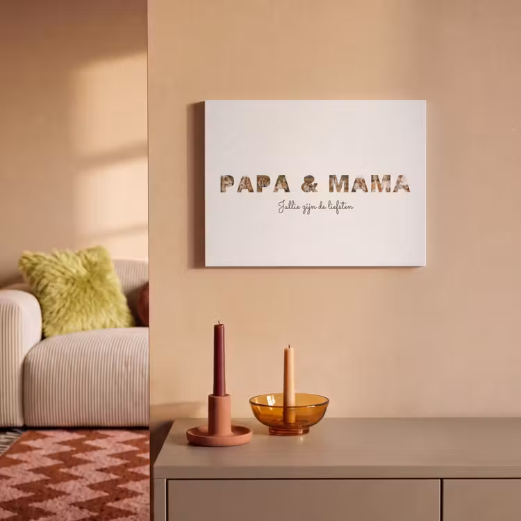 Gepersonaliseerd akoestisch schilderij - Papa & Mama - Lettercollage — 2