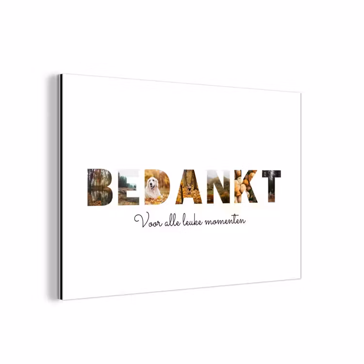 Gepersonaliseerd aluminium schilderij - Bedankt - Lettercollage — 1