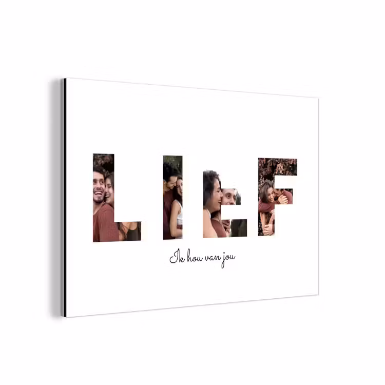 Gepersonaliseerd aluminium schilderij - Lief - Lettercollage — 1