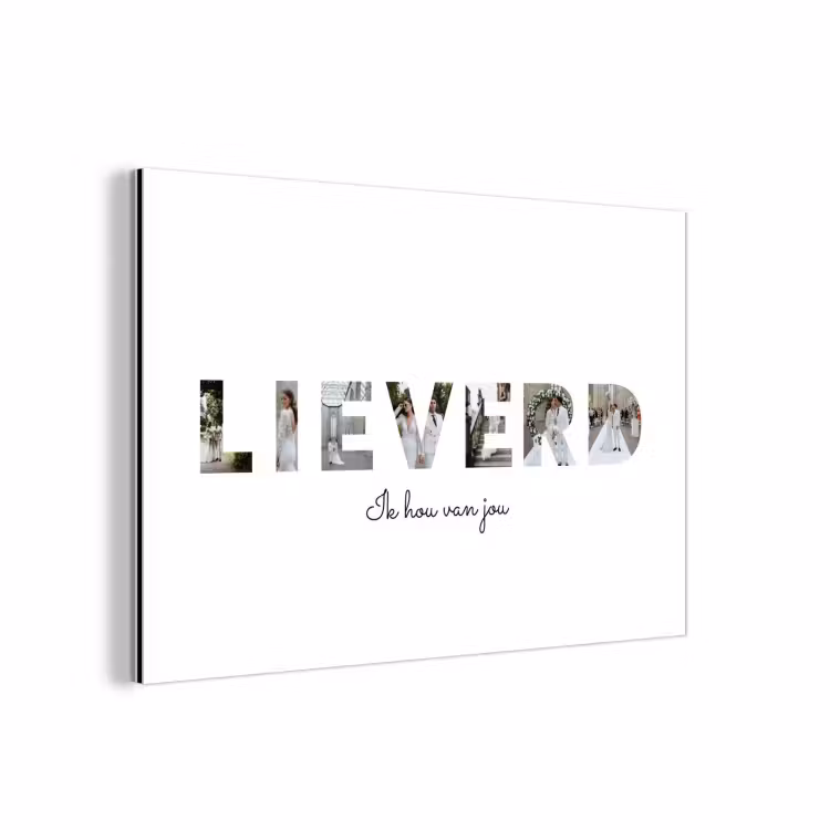 Gepersonaliseerd aluminium schilderij - Lieverd - Lettercollage — 1