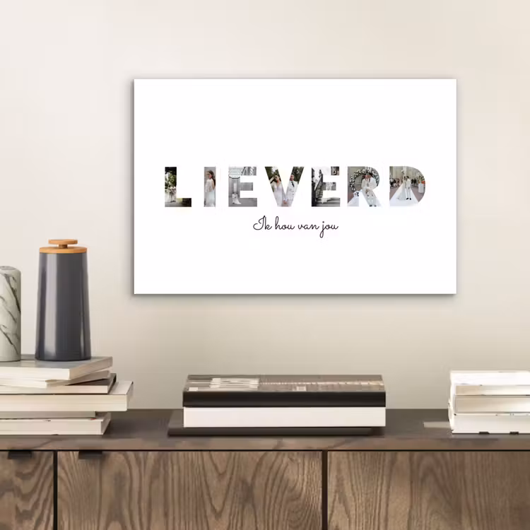 Gepersonaliseerd aluminium schilderij - Lieverd - Lettercollage — 2