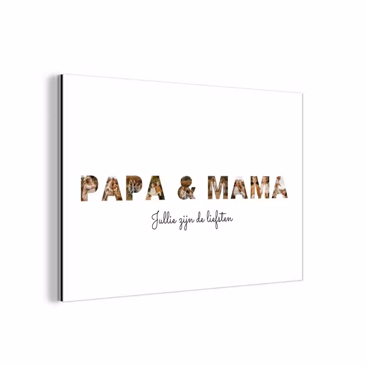 Gepersonaliseerd aluminium schilderij - Papa & Mama - Lettercollage — 1
