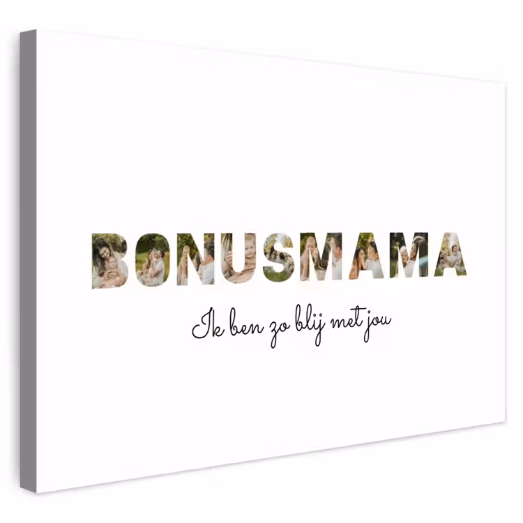 Gepersonaliseerd buiten canvas - Bonusmama - Lettercollage — 1