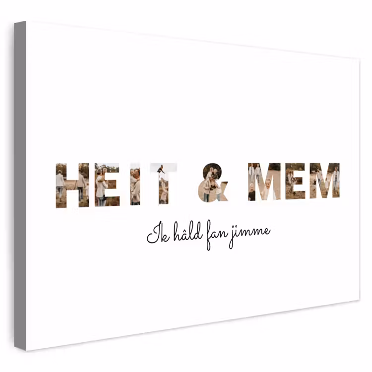 Gepersonaliseerd buiten canvas - Heit & Mem - Lettercollage — 1