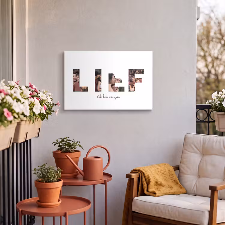 Gepersonaliseerd buiten canvas - Lief - Lettercollage — 4