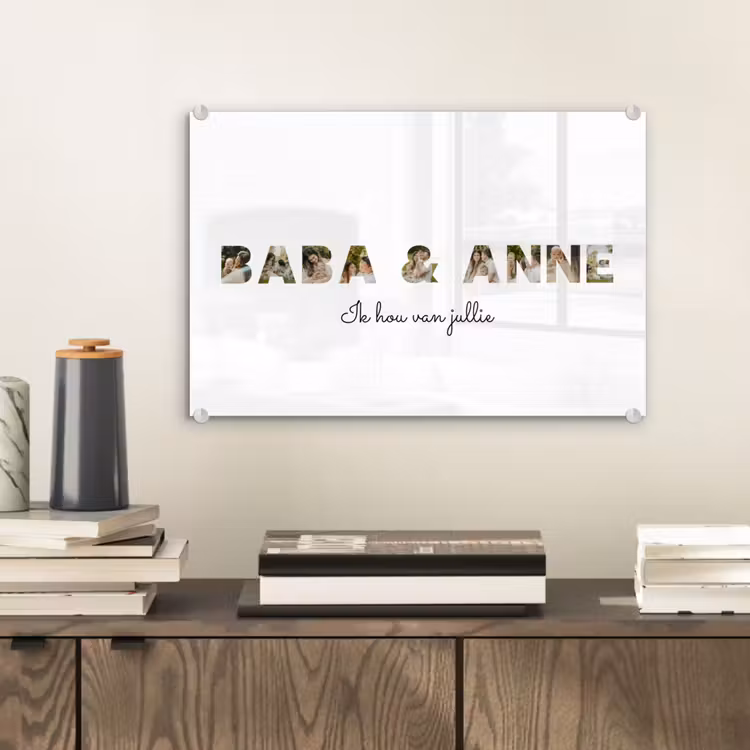 Gepersonaliseerd glas schilderij - Baba & Anne - Lettercollage — 2