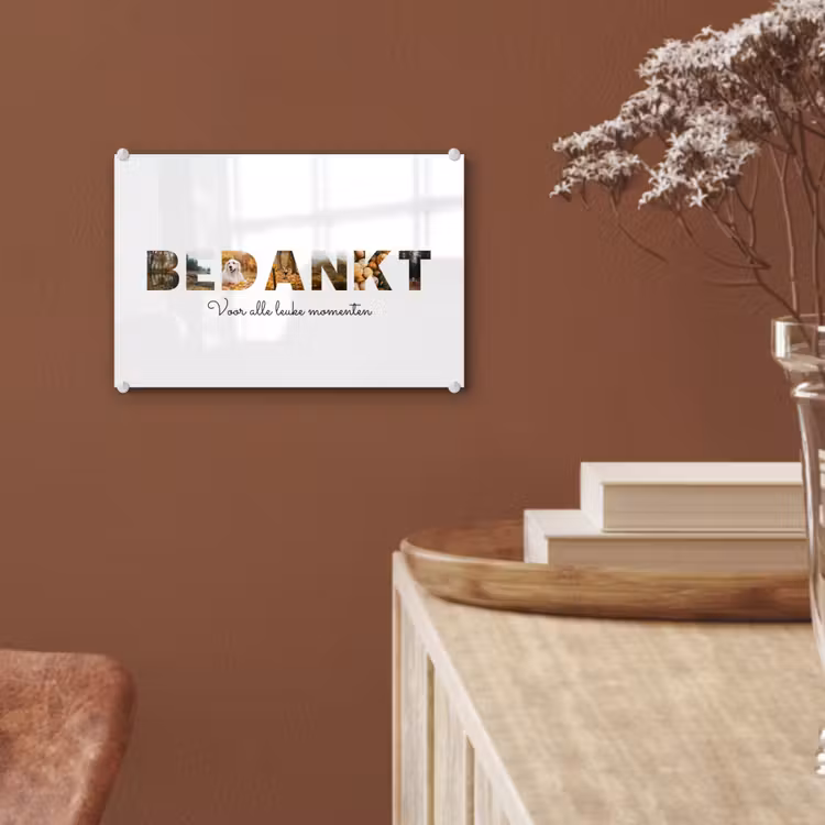 Gepersonaliseerd glas schilderij - Bedankt - Lettercollage — 6