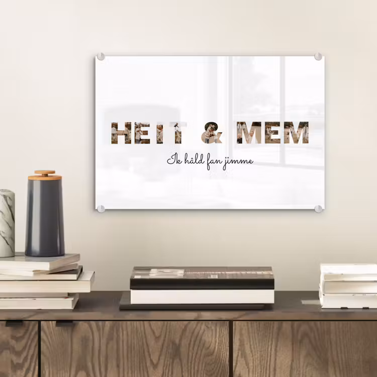Gepersonaliseerd glas schilderij - Heit & Mem - Lettercollage — 2