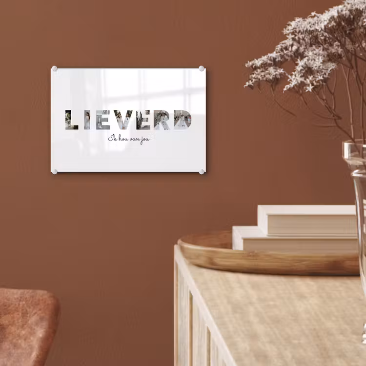 Gepersonaliseerd glas schilderij - Lieverd - Lettercollage — 6