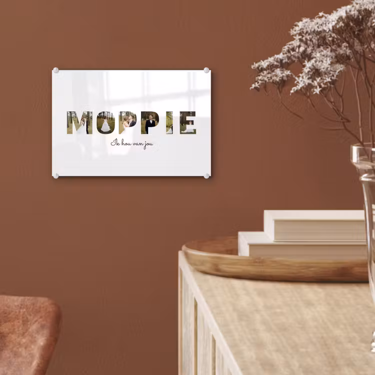 Gepersonaliseerd glas schilderij - Moppie - Lettercollage — 6