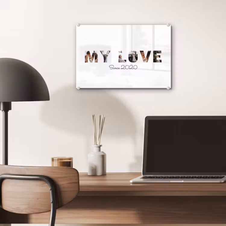Gepersonaliseerd glas schilderij - My Love - Lettercollage — 7