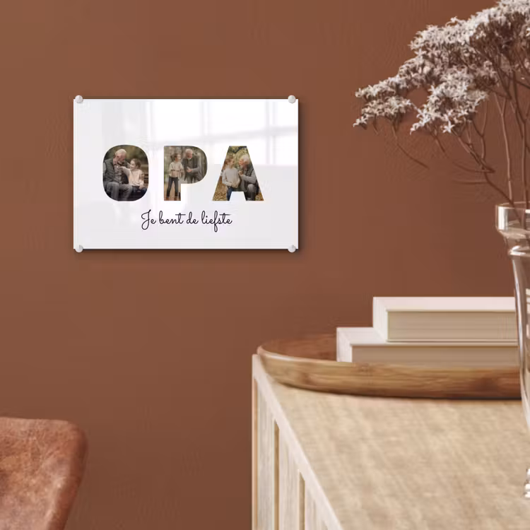 Gepersonaliseerd glas schilderij - Opa - Lettercollage — 6