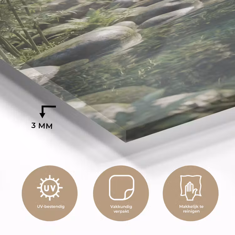 Glas schilderij - Beek - Waterval - Natuur - Groen — 3