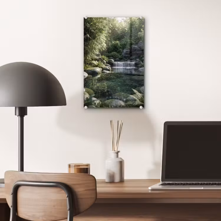Glas schilderij - Beek - Waterval - Natuur - Groen — 7