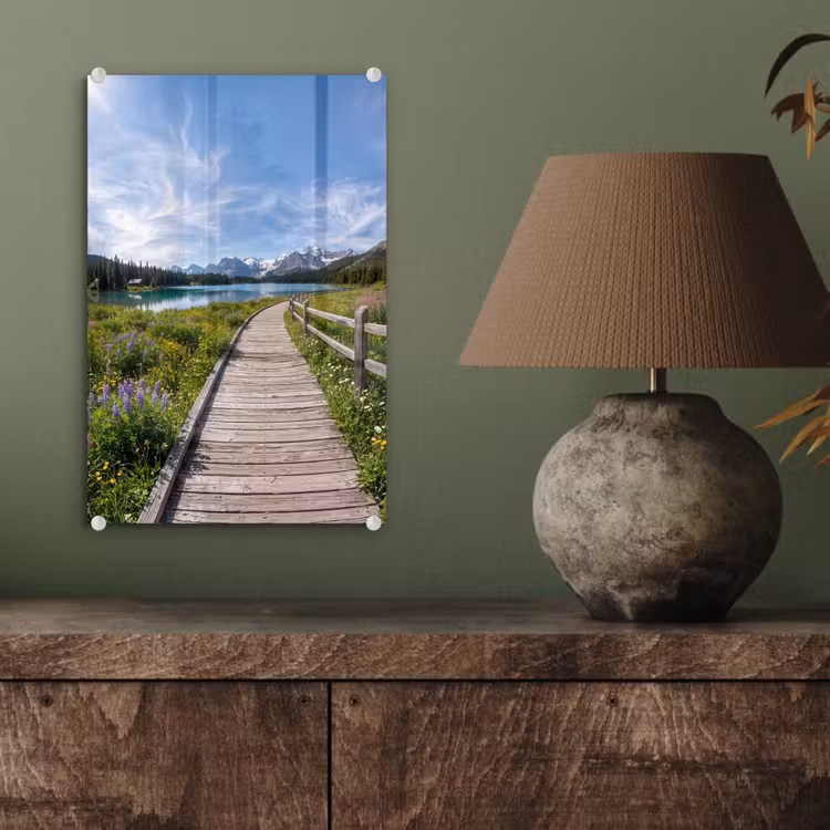 Glas schilderij - Bergen - Meer - Landschap - Blauw — 4