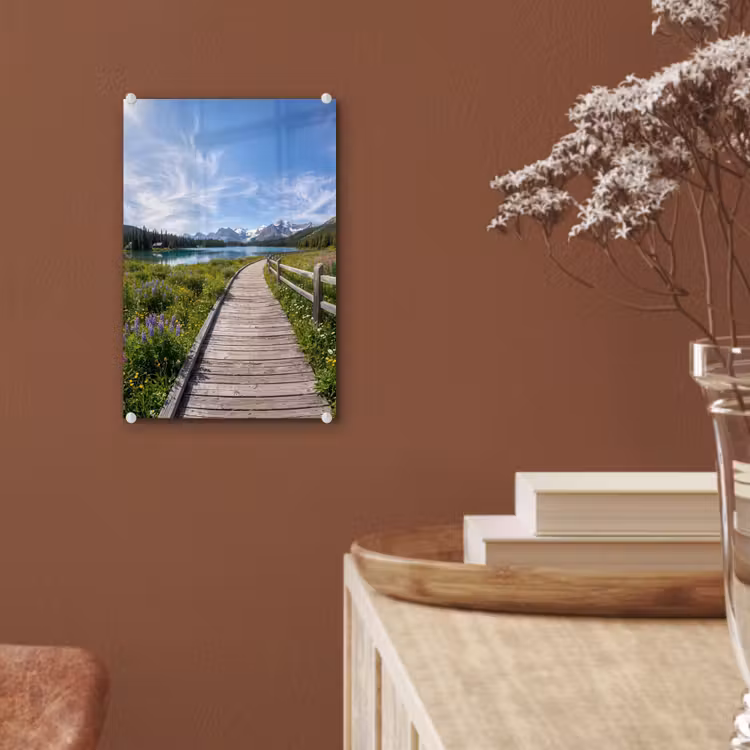 Glas schilderij - Bergen - Meer - Landschap - Blauw — 6
