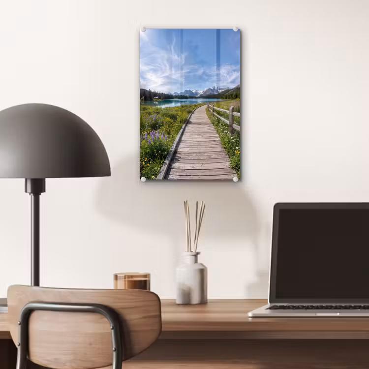 Glas schilderij - Bergen - Meer - Landschap - Blauw — 7