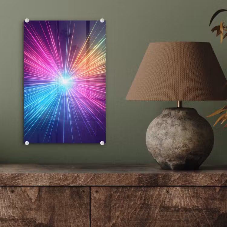 Glas schilderij - Abstract - Light - Burst - Modern - Colorful — 4