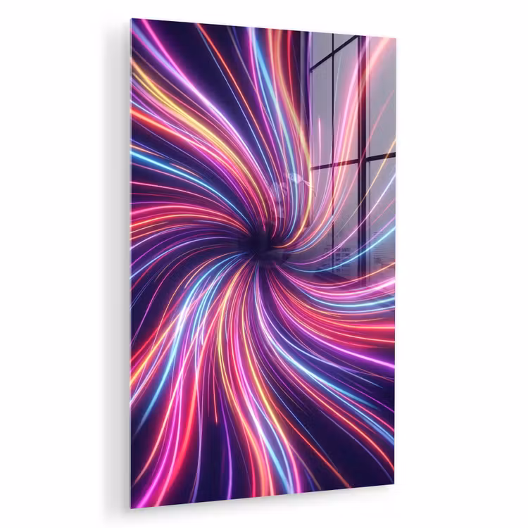 Glas schilderij - Abstract - Swirl - Futuristic - Neon — 1