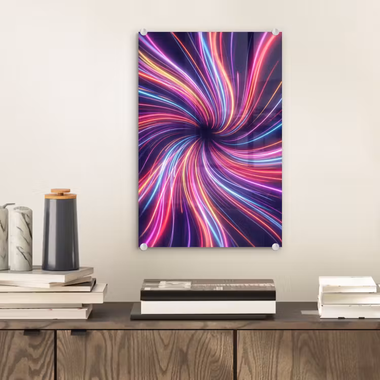 Glas schilderij - Abstract - Swirl - Futuristic - Neon — 2
