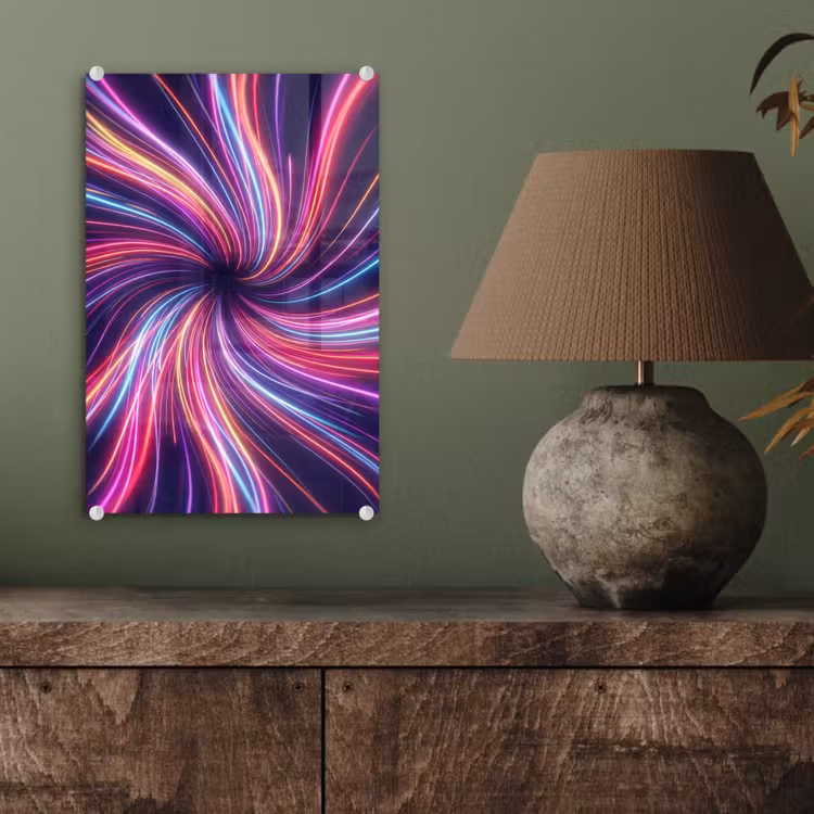Glas schilderij - Abstract - Swirl - Futuristic - Neon — 4