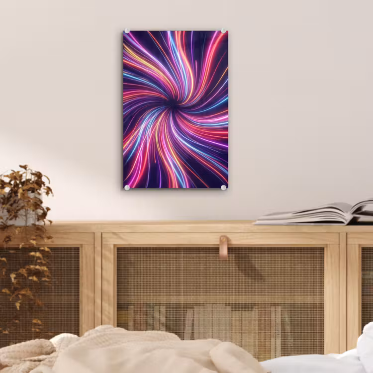 Glas schilderij - Abstract - Swirl - Futuristic - Neon — 5