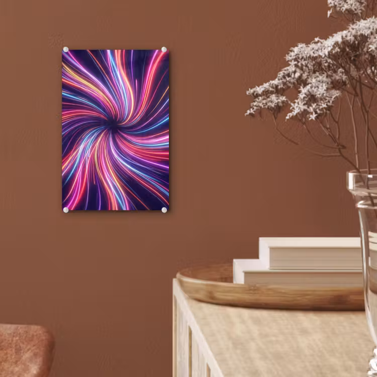 Glas schilderij - Abstract - Swirl - Futuristic - Neon — 6