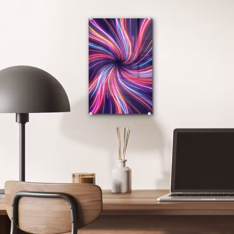 Glas schilderij - Abstract - Swirl - Futuristic - Neon — 7